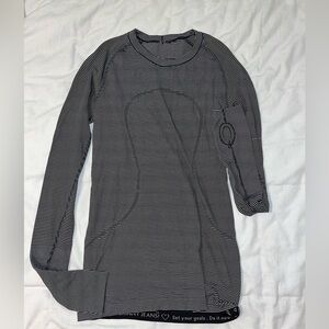 Lululemon Rugby Stripe Heathered Run Swiftly Long Sleeve Crew Neck Top Size 6